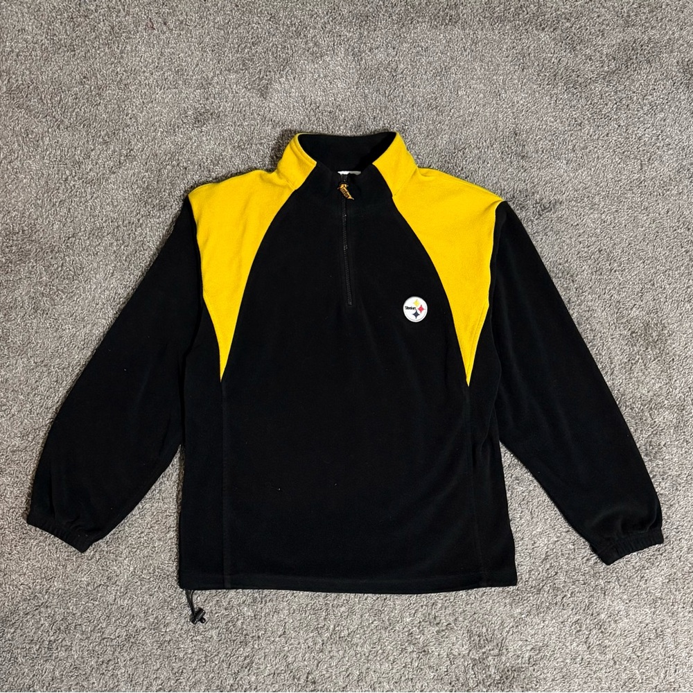 Vintage Pittsburgh Steelers Black Yellow NFL 1/4 Zip Fleece Embroidered Logo